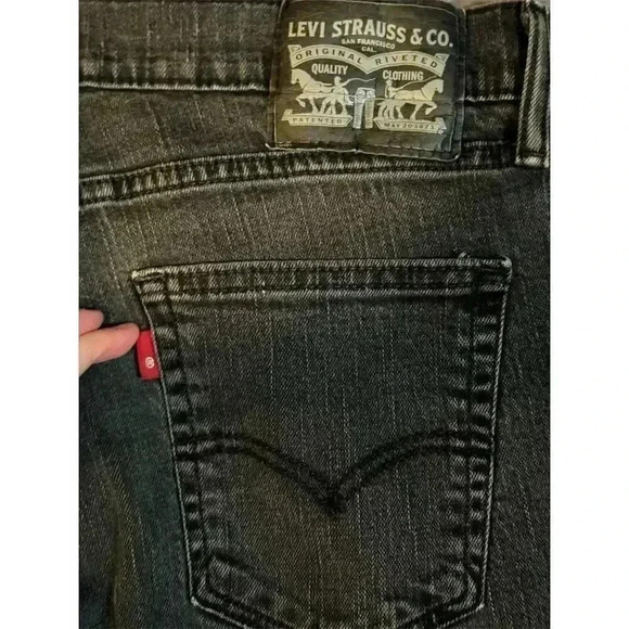 Levi's Men's Straight Jeans Size 34 Black Dark Wash 5-Pocket Style R red tab - Picture 5 of 8